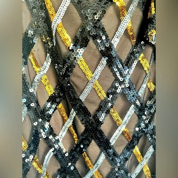 NWOT Dress the Population Black Mesh Overlay Sequin Skirt Size Extra Small. - Picture 4 of 4